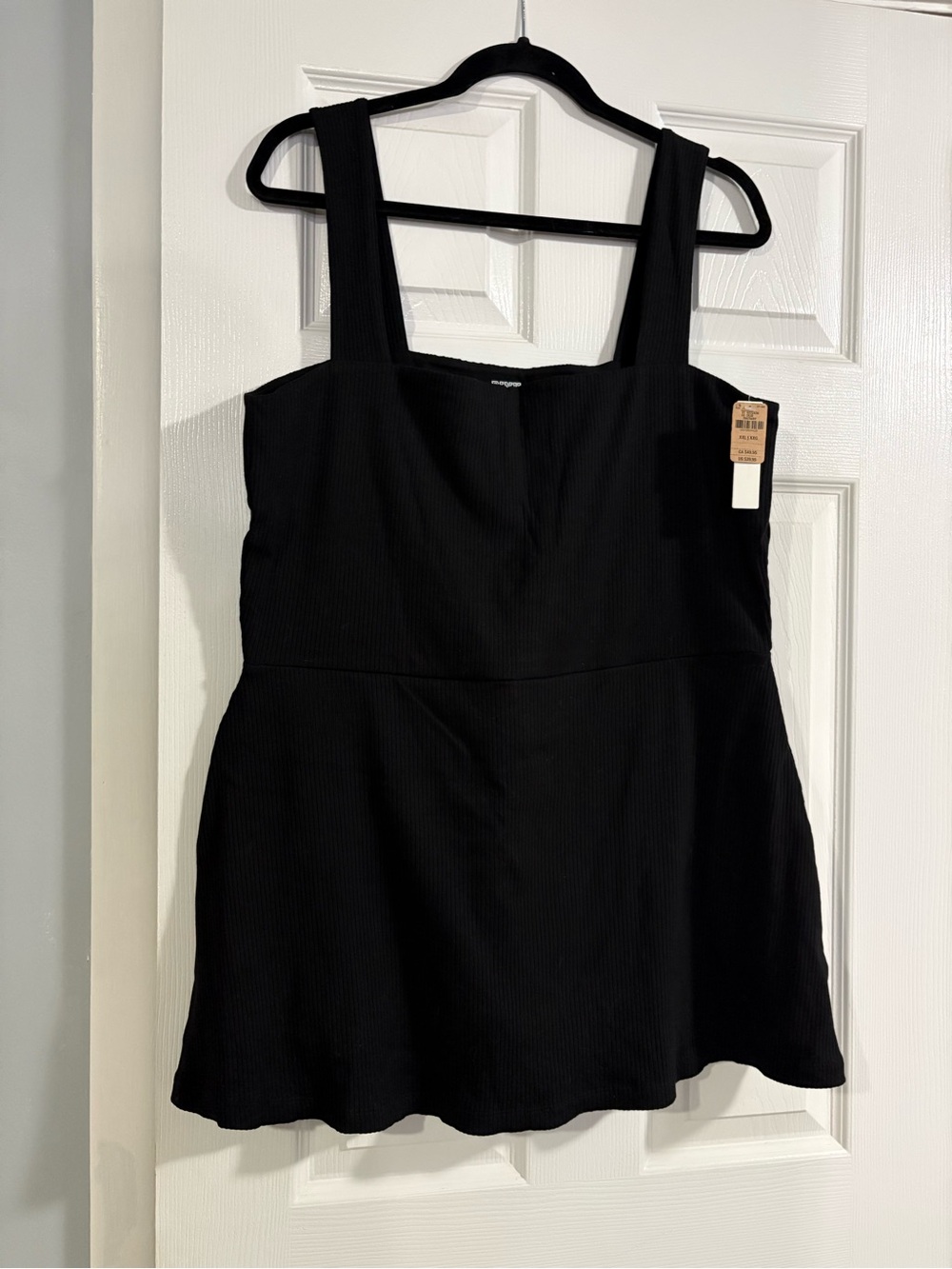 PINK Victoria's Secret Black Ribbed Square-Neck Romper